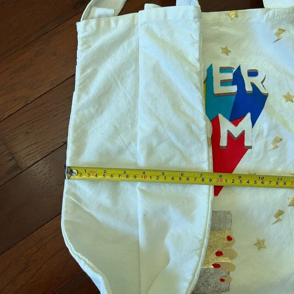 Cost Plus World Market Super Mom Tote Bag multiple pockets white canvas - Picture 4 of 9
